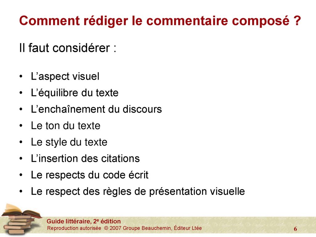 Mon Premier Commentaire Compos M Thodologie Ppt T L Charger